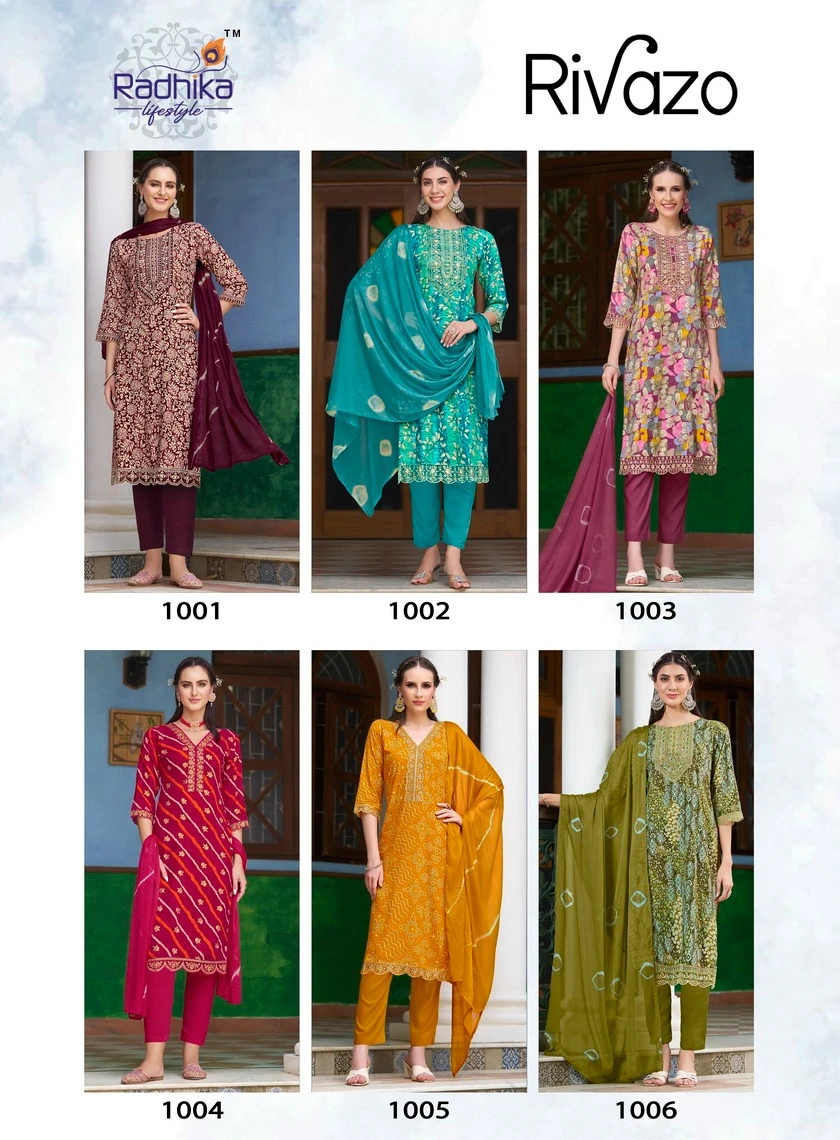 Radhika Lifestyle Rivazo Vol 1 Heavy Rayon Foil Print Wholesale Readymade Salwar Suit Catalog — Wholesale Readymade Suit, MPA wholesale from Surat — view 7